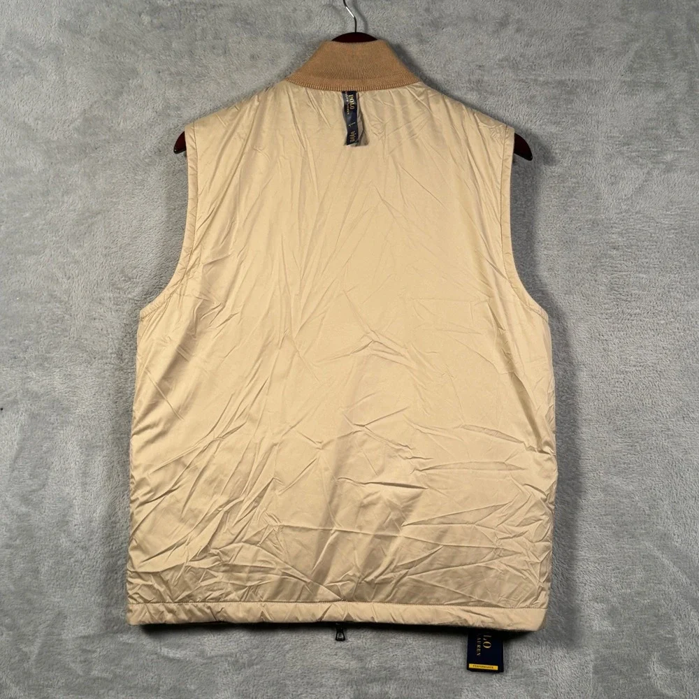 Ralph Lauren Vest Mens M Camel Reversible Hybrid Performance Wool Full Zip $248*